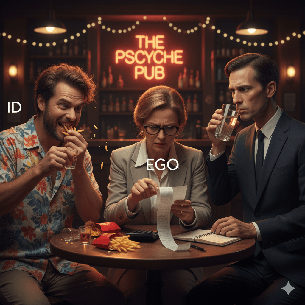 Id, Ego, Superego at the bar